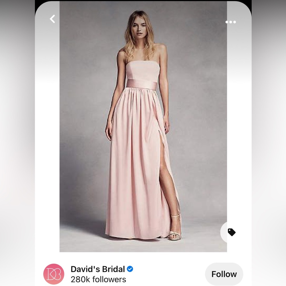 White Vera Wang Blush Pink Bridesmaid Dress